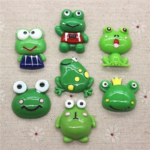 10pcs Kawaii Resin Cartoon Animal Frog Miniature Flatback Cabochon Art Supply DIY Craft Decoration