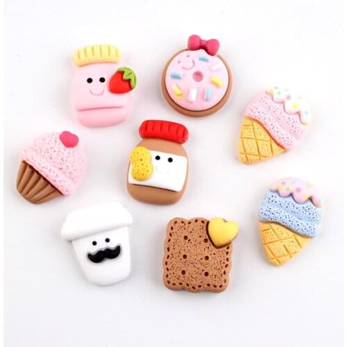 10pcs Cute Cupcake Cookies Resin Charm Cute Bottle Simulated Food Accessories Resin Cabochon Charm Iphone Case Accessories