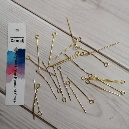 Camal 100pcs 30mm Gold Eye Head Pin Buckle Connector Finding For Crystal Prism Pendant Jewelry Making Accessories Part