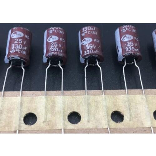 50pcs 330uF 25V SAMWHA RD Series 8x12mm 25V330uF Aluminum Electrolytic Capacitor