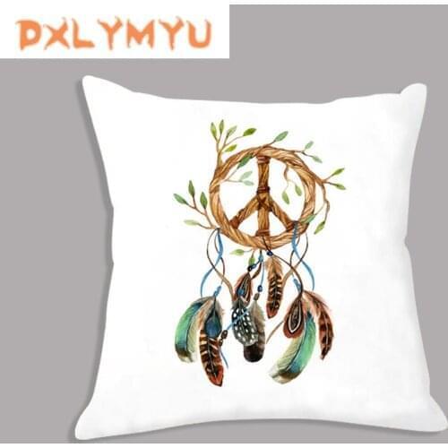 Velvet Cushion Cover Cow Skull Tribal Feather Flower Printed Decorative Cushion Case for Sofa Car Home Throw Pillow Case 45x45