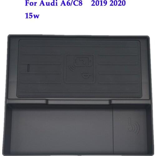 Wireless charger For Audi A6 C8 15W QI fast wireless charging plate panel phone holder 15w for iphone for Audi A6/C8 2019 2020