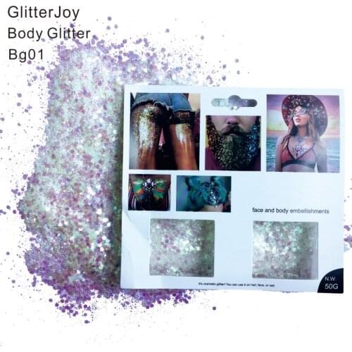 BG01 Fairy White Body Glitter Makeup also be Hair Glitter, Beard Glitter, Eyebrow Glitter Body Paint
