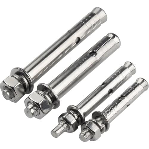 4 PCS M6 x 60 Expansion Bolt 304 Stainless Steel M6 x 60 mm Sleeve Anchor Bolts for Brick Wall Concrete