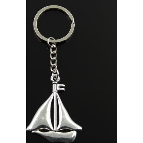 Keychain 49x39mm Sailing Ship Sailboat Pendants DIY Men Jewelry Car Key Chain Ring Holder Souvenir For Gift