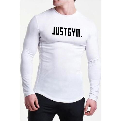 Brand Fitness Clothing Sporting T-Shirt Men Cotton Casual Full Sleeve Tshirt Men Slim Fit T-shirts Just Gym Workout Tee Shirt