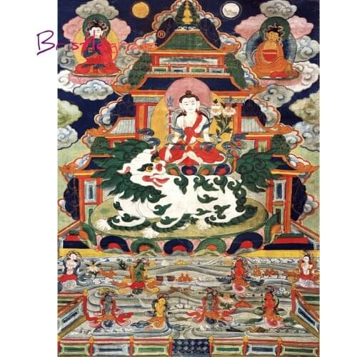 BRISTLEGRASS Wooden Jigsaw Puzzles 500 1000 Piece Avalokitesvara Guanyin Kwanyin Lion Educational Toy Thangka Painting Art Decor