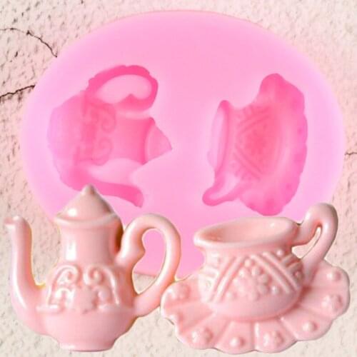 Teapot Cup Silicone Molds DIY Wedding Cupcake Topper Fondant Cake Decorating Tools Candy Polymer Clay Chocolate Gumpaste Moulds