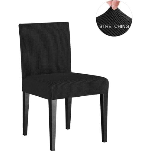 Dining Chair Covers Slipcovers Stretch Jacquard Polyester Spandex Anti-Stain Washable For Dining Room Low Short Back Chair