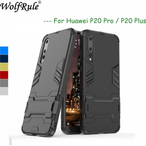 WolfRule Case Huawei P20 Pro Cover Soft Silicone + Hard Plastic Kickstand Back Case For Huawei P20 Pro Phone Shell P20 Plus Capa