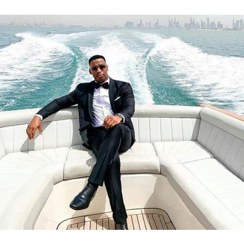 Black Groom Tuxedo Blazer Terno Masculino Suits Men 2019 Wedding Suits for Men Attire Satin Shawl Lapel 2Piece Costume Homme