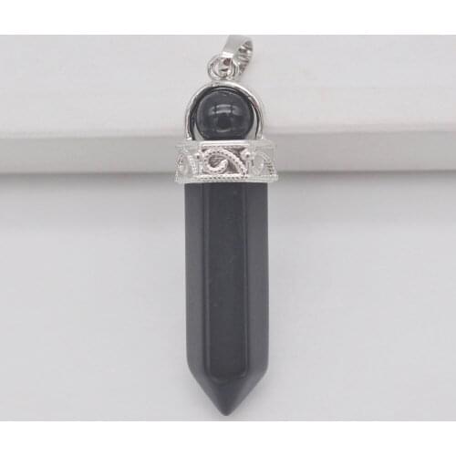 Black Carnelian Stone Pendulum Round Bead Pendant Jewelry S3171