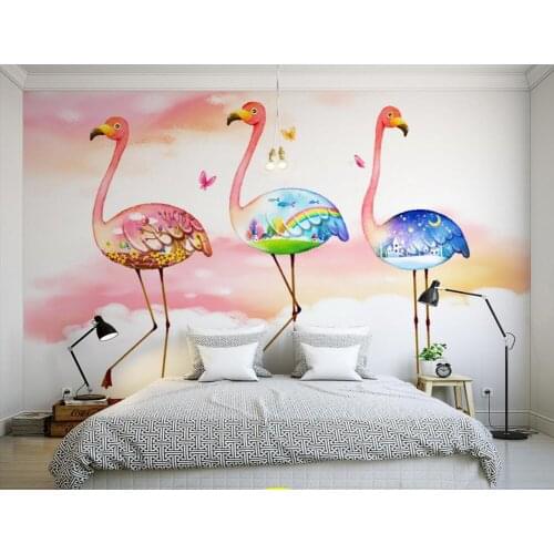 Custom Childrens cartoon murals, three cute cartoon ostrich papel de parede, living room sofa TV wall Theme Room wallpaper