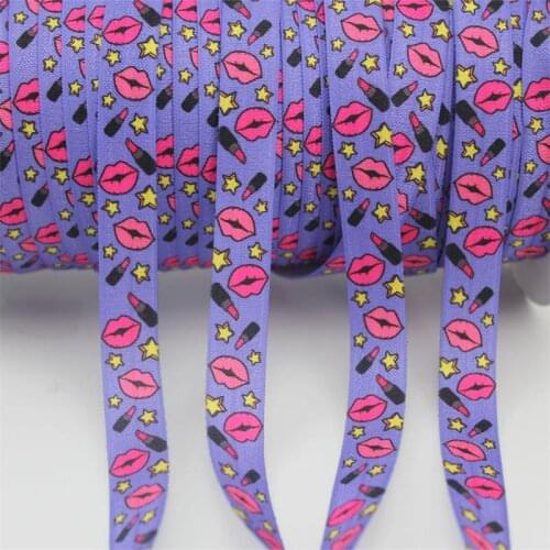 20 yards 5/8" 16mm mouth pattern polyester wide band elastic sewing ribbon headband hair tie