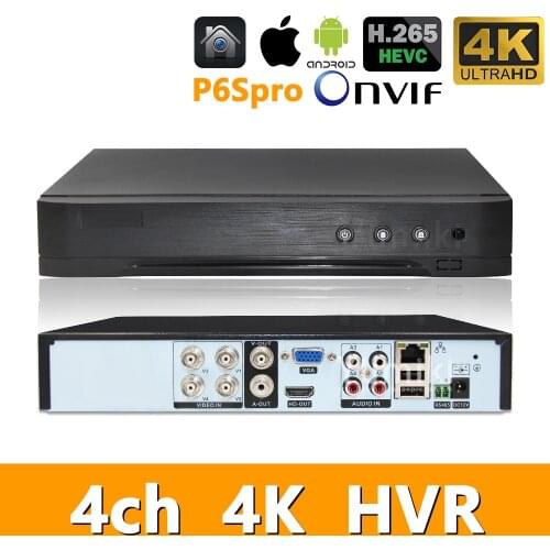 5in1 Real H.265 4ch 8M-N/4K HVR Security CCTV hybrid video recorder DVR P2P P6Spro support AHD/TVI/CVI/CVBS/IP cameras ONVIF