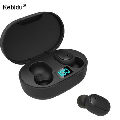 Kebidu E6S TWS Wireless Bluetooth Earphone for Redmi LED Display 5.0 Bluetooth Earbuds Headset with Mic for iPhone Samsung