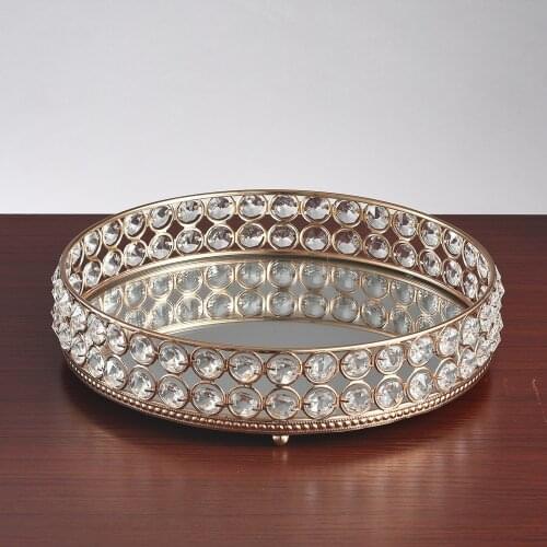 Round 25cm Crystal Tray Decorative Organizer Snack Serving Plate Decoration