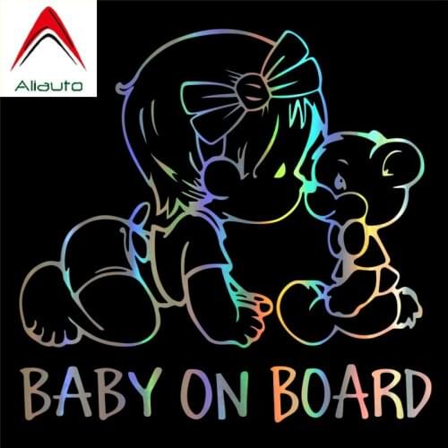 Aliauto Lovely Car Sticker Baby Girl on Board Accessories Warning Sign Vinyl Decal for Octavia Gti Skoda Renault Lada,15cm*14cm
