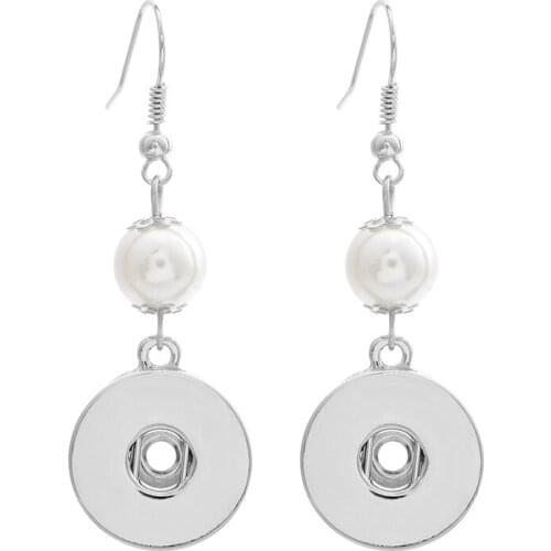 Fashion 1 Pair Imitation Pearls Simple Elegant Snap Drop Earrings Fit 18-20MM Xinnver Snap Buttons DIY Xinnver Jewelry ZI006