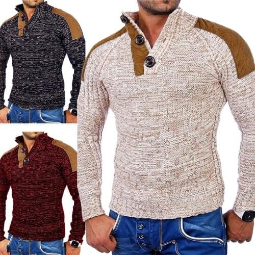 New Mens Warm Pullover Sweaters with Buttons Oversized Knitted Pullovers Jumpers Men Turtleneck Men Casual Clothing