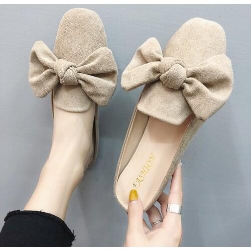 New Summer Female Flat-Soled Bow Knot Mules Shoes Women Flip Flops Woman Slides Breathable Baotou Slipper Mujer Zapatos