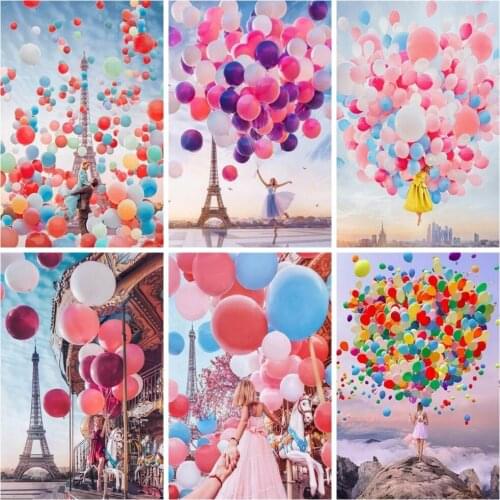 Huacan 5D Diamond Painting Kit Balloon Woman Diamond Mosaic Beads Embroidery Portrait Picture Of Rhinestones Home Decor