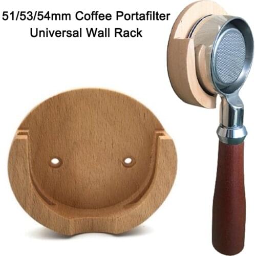 Coffee Portafilter Wall Rack 51/53/54mm Bottomless Portafilter Holder Wood Wall Mounted Coffee Tamper Rack Coffee Accessories