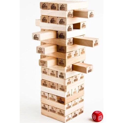 "Tower Stacks " Board Game 54 PCS Environmental Protection Wood Funny Games For Party/Family With Free Shipping