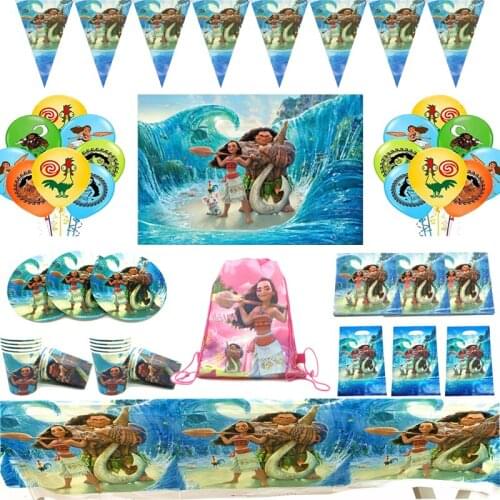 Disney Moana Disposable Party Tableware Moana Birthday Decoration Paper Cups And Plates Kids Shower Birthday Party Supplies