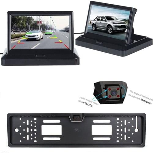 4.3 TFT LCD Monitor Parking Camera car-detector Backup Cam + Car Europe License Plate Frame Rear view Camera , Free Shipping