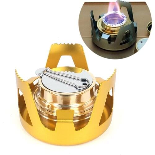 Mini Alcohol Stove Portable Picnic Stove Burning with Stand Aluminum Alloy Brass Outdoor Camping Hiking Picnic Cooking Furnace