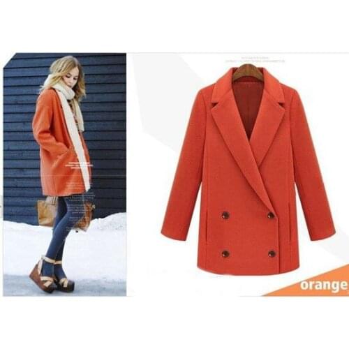 Simple All-match Cheap Womens Woolen Jacket, Double Breasted Wool Blends Jacket
