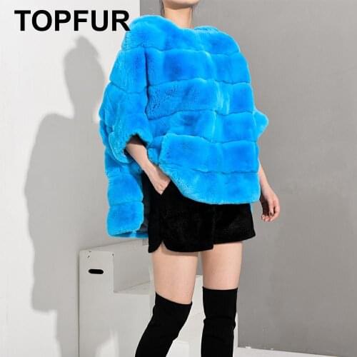 TOPFUR Rex Rabbit Fur Pullover Jacket Women Winter Coat Women Rabbit Fur Jacket Turquoise Coat Women Leather Jacket Women