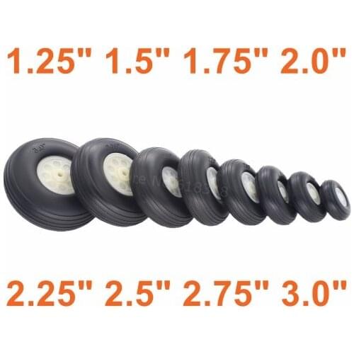 2pcs Wheel Rubber PU Plastic Hub 1.25" 1.5" 1.75" 2.0" 2.25" 2.5" 2.75" 3.0" Inch For RC model Airplane