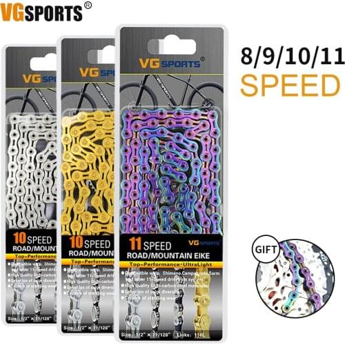 Ultralight 116L VG Sports 8 9 10 11 Speed Bicycle Chain Silver Gold Half Hollow Bike Chain Mountain Road Bike Full Hollow Chains