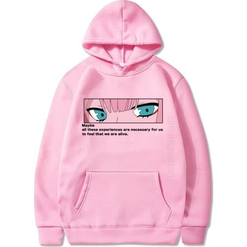 Darling In Franxx Anime Harajuku Zero TWO Eyes Print Hoodie Men Loose Autumn Streetwear Oversized Hoodies
