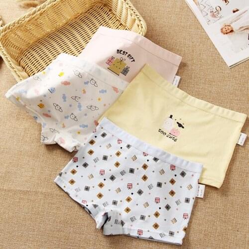 4pcs/pack Cute Panties for Kids Girls Toddler Girl Underwear Soft Cotton Children Shorts Panties Cartoon Print Boxers Teenagers