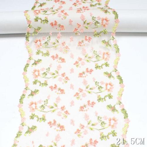 1Yard Beautiful Skin Pink 19cm Width Lace Trim Embroidered Fabric Ribbon Mesh Fabrics Patchwork for Bra Underwear Hot Sale