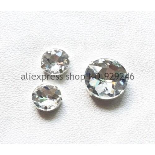 15pcs/pack clear white glass crystal claw rhinestones in big round shape in 18mm,20mm,25mm,27mm,30mm sewing on