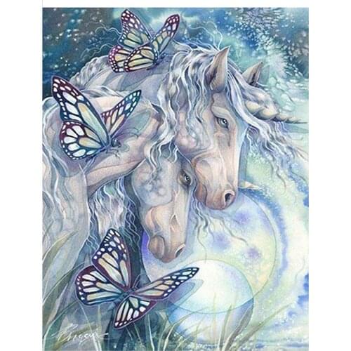 3D butterflies full diamond embroidery Unicorn couple Diy diamond painting mosaic rhinestone art 5d animal horse lover,YG1951