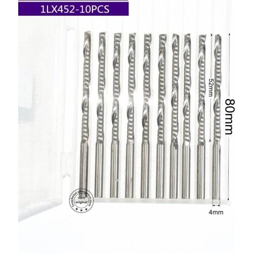 4mm*52mm,10pcs,Free shipping 1 Flute End Mill,CNC machine milling Cutter,Solid carbide woodworking tool,PVC,MDF,Acrylic,wood