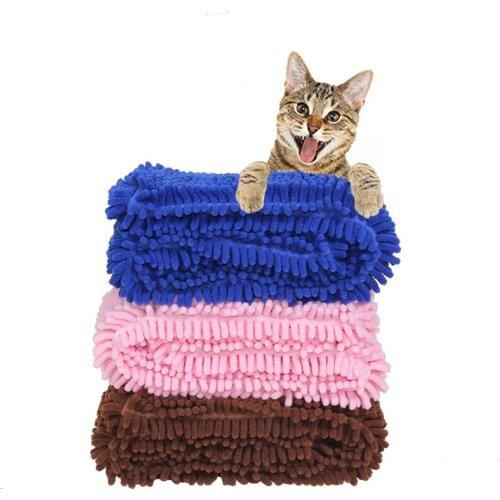 Absorbent Quick-drying Dog Cat Towel Mat Chenille Microfiber Shammy Pet Bath Shampoo Towel Pocket Anti-Dirt Towels Pet Product