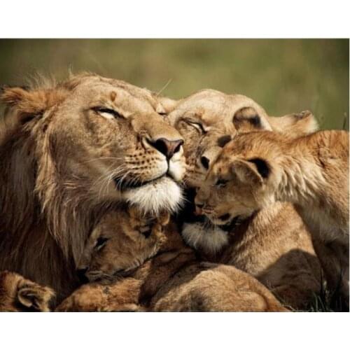 Diamond Embroidery Painting Lions Family Full Mosaic Rhinestones Stickers Wall Decor Puzzle Picture Toy Diamond Dotz Large Size