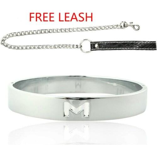 BDSM High Quality Metal Neck Collar with Leash for Slave Fetish Erotic Toys Slave Restraints for Men SM Role Play