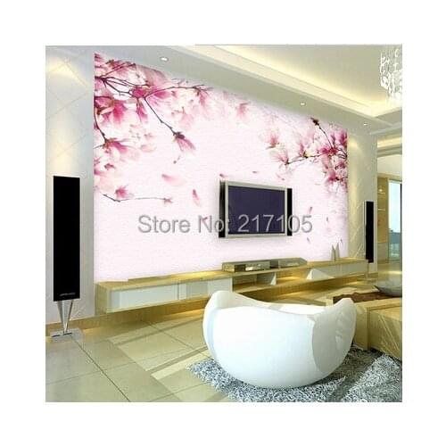 Free shipping large murals The sitting room TV wall paper, wall sofa setting wall wallpaper Magnolia flower