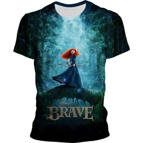 Brave Fashion Mens T-shirts Summer Cartoon Anime Disney 3D Print Women Tee Shirt Short Sleeve Streetwear Children Clothing