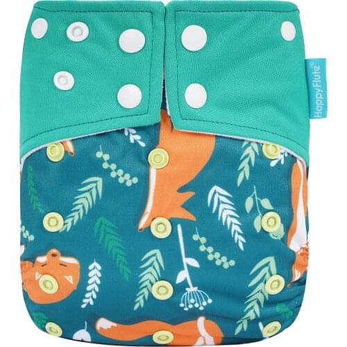 HappyFlute Cloth Diaper Suede Cloth Inner with 1pc insert Baby Nappy Waterproof and Reusable Diaper Dual Gussets cloth diaper