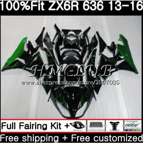 Injection For KAWASAKI NINJA ZX-636 Green flames ZX-6R 2013 2014 2015 2016 52HC.12 ZX 636 600CC ZX 6R ZX6R 13 14 15 16 Fairings