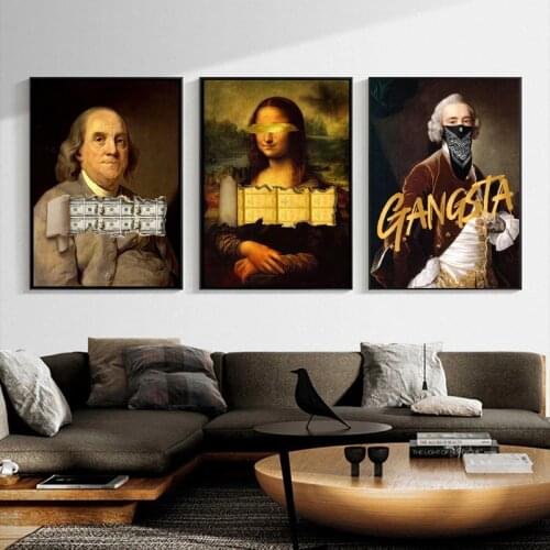Celebrity Famous Mona Lisa Spoof Graffiti Art Canvas Painting Abstract Posters and Prints Wall Art Picture for Living Room Decor