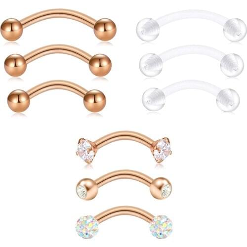 16 Gauge Surgical Steel Eyebrow Ear Navel Belly Lip Ring Bioflex Body Piercing Retainer Eyebrow Piercing